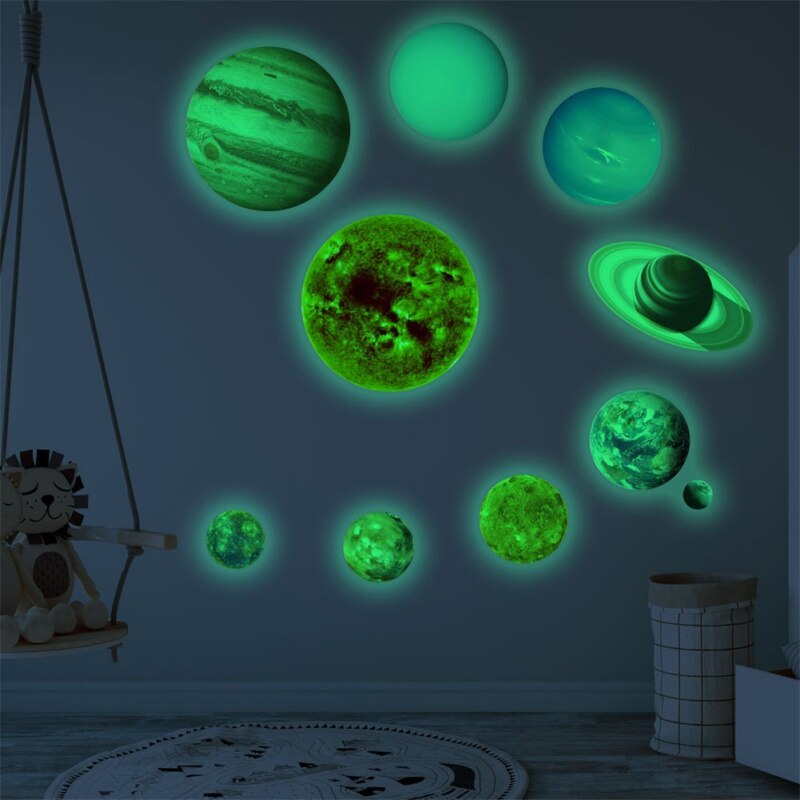 Nine Planets Solar System Luminous Wall Sticker,,