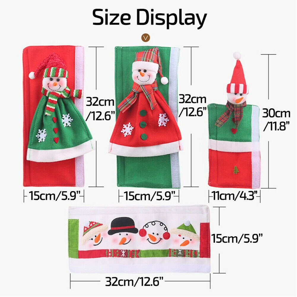 US Refrigerator Door Handle Covers Kitchen Appliance Protector Christmas Decor: 4PCS