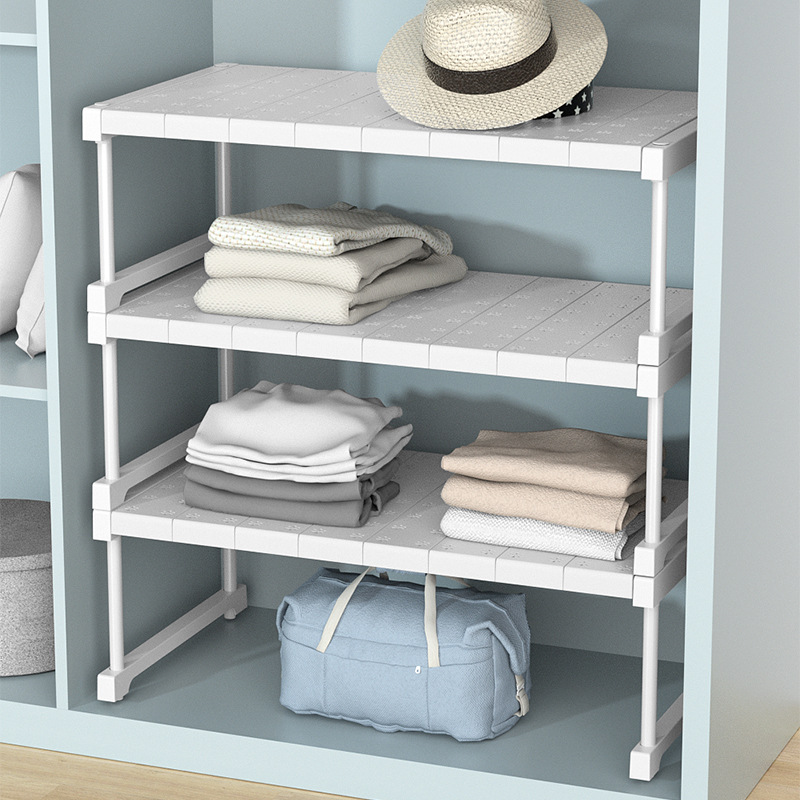 AYGCI 3PS Scaffale Telescopico Estensibile per Armadio Divisori per Scaffali Acciaio Inossidabile Telescopico Armadi Separatori Organizer per Camera da Letto Bagno Cucina