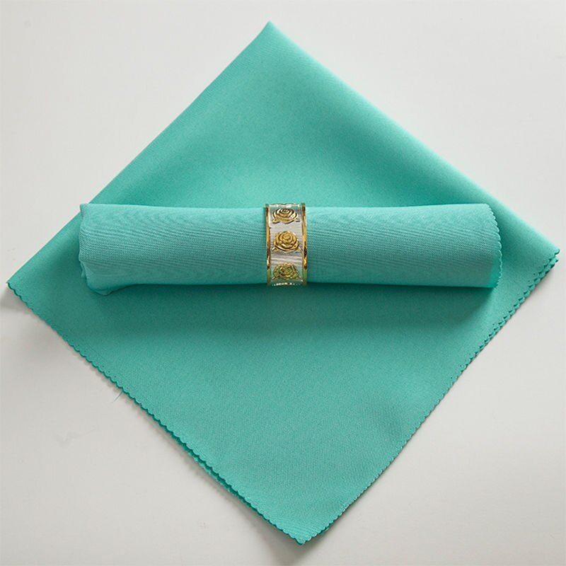 50X50Cm Servetten Doek Vierkante Satijnen Stof Servet Zakdoek Voor Bruiloft Verjaardag Thuis Party Hotel Goud geel: Sky Blue