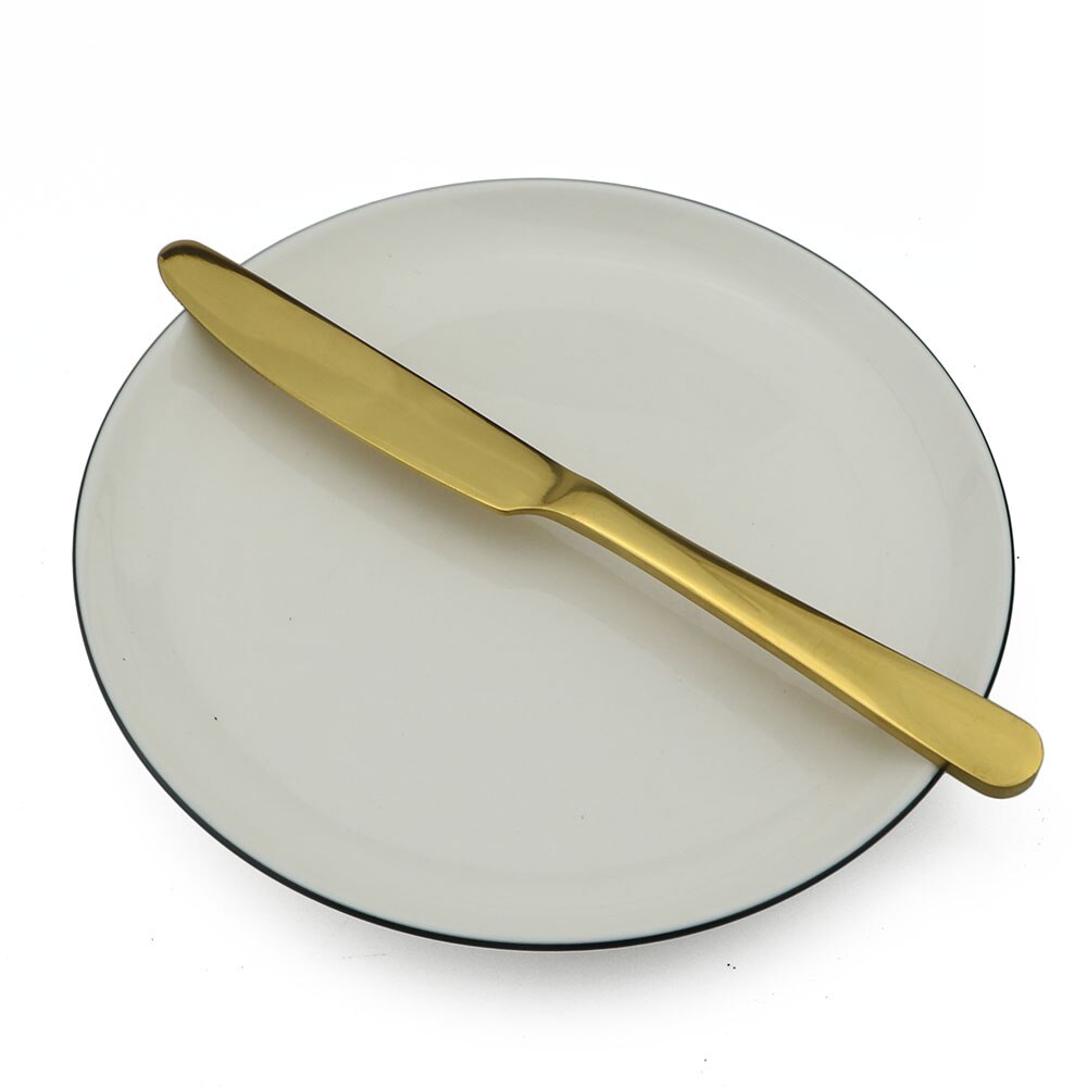 JANKNG Luxe Diner Mes Regenboog Servies Set Rvs Bestek Mes Set Servies Bestek Steak Messen Set: Gold