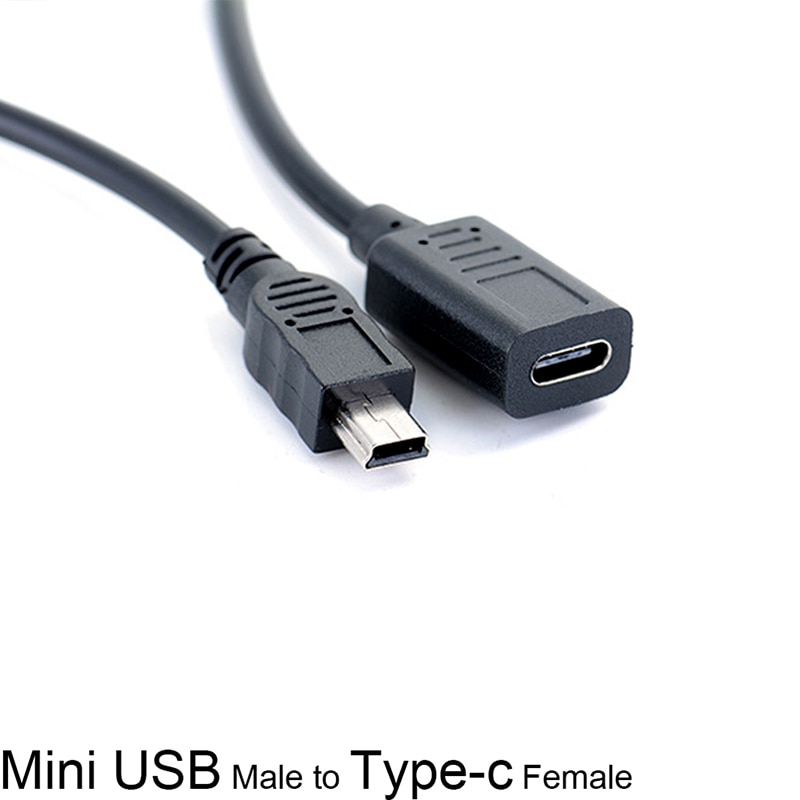 30cm mini usb mannelijke naar type-c vrouwelijke oplaad- en dataadapterkabel