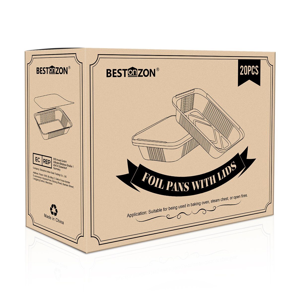 BESTONZON 20pcs Disposable BBQ Drip Pan Tray with Lid Aluminum Foil Tin Liners for Grease Catch Pans Replacement Liner Trays