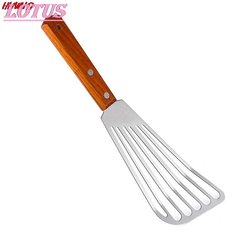 Stainless Steel Slotted Turner Fish Spatula With Wooden Handle Kitchen Tools