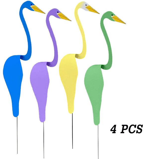 40CM Flamingo White Swirl Bird Garden Decoration A Dynamic Bird That Spin Dancing With The Breeze For Home Garden Decor: B 4pcs