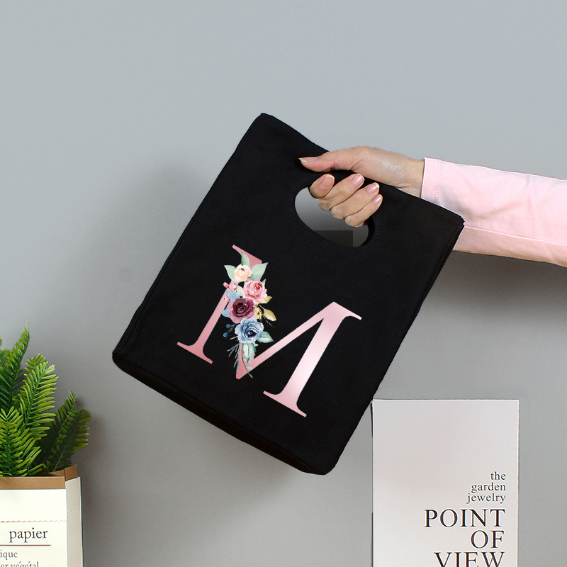 Różowe litery Unisex przenośna torba na Lunch izolowane pudełko na Lunch Tote Bag biuro lodówka pojemnik torba do przechowywania żywności Tote Bag: 9pinkM