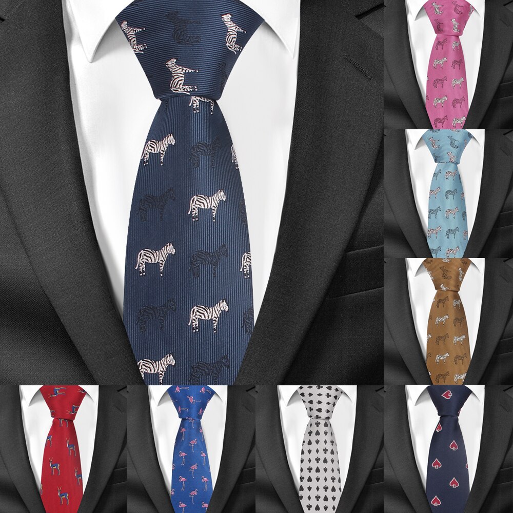 Gravata dos desenhos animados para homens poliéster jacquard animal gravata para casamento ternos de negócios 6cm gravata magro gravata masculina gravatas