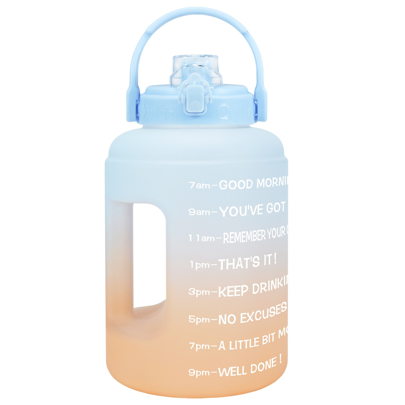 BuildLife 1 galon butelka wody 2.5L 3.78L motywacyjny z markerem czasu sport szczelne szerokie usta duży dzbanek BPA Free Fitness: 2.5L 83oz / Light BlueA-Orange