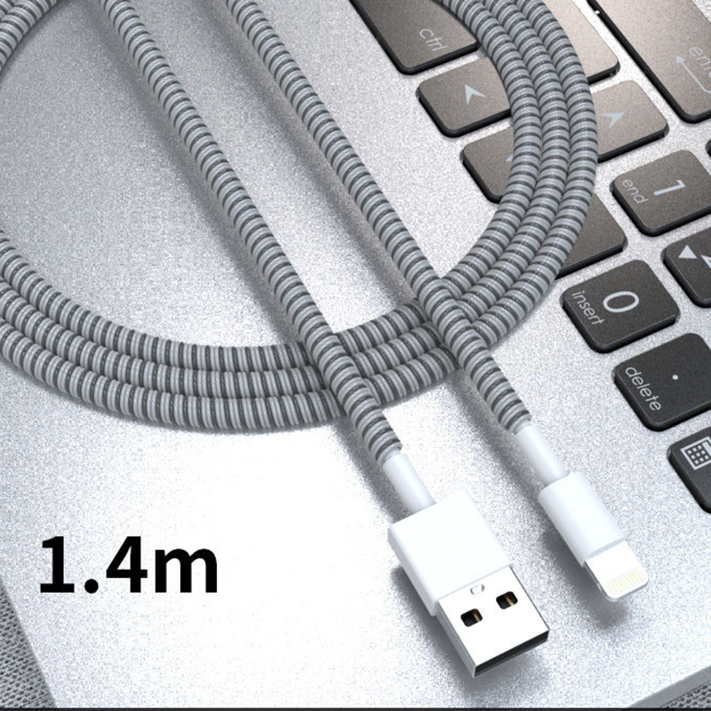 1.4m färg telefon sladd rep skydd anti-brott fjäder skydds rep för usb laddningskabel hörlurar data spolupprullare