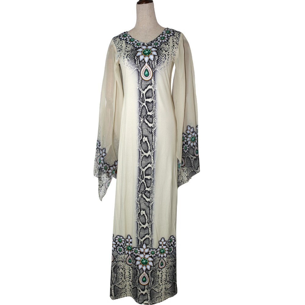 Tyrkisk muslimsk kjole abayas for kvinder marokkansk kaftan afrikanske kjoler islamisk tøj batwing ærme fest nat jilbab vestidos: Beige / Xl