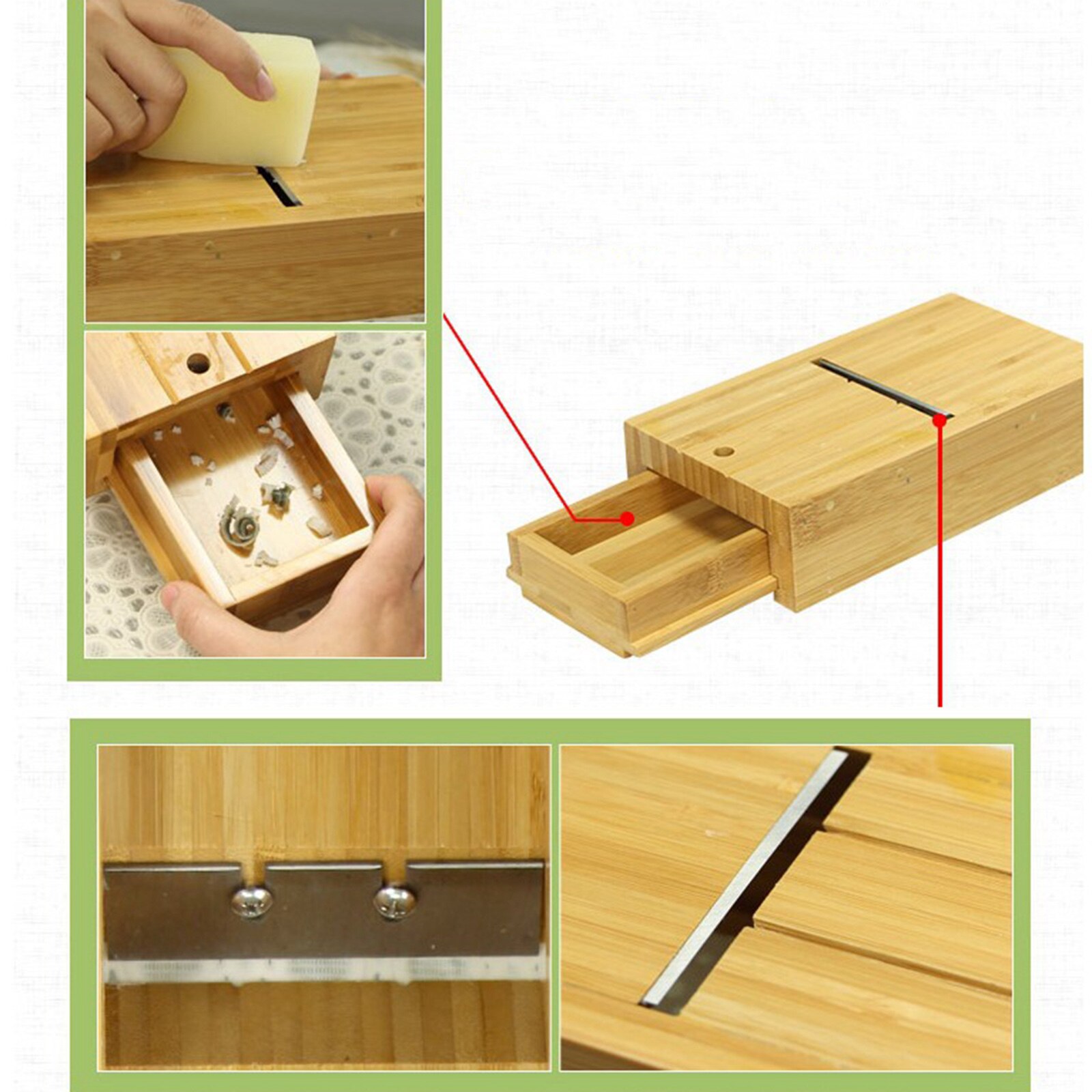 Boîte en bois, coupe-pain, savon, chanfrein, raboteuse pour couper des bougies, fournitures de bricolage
