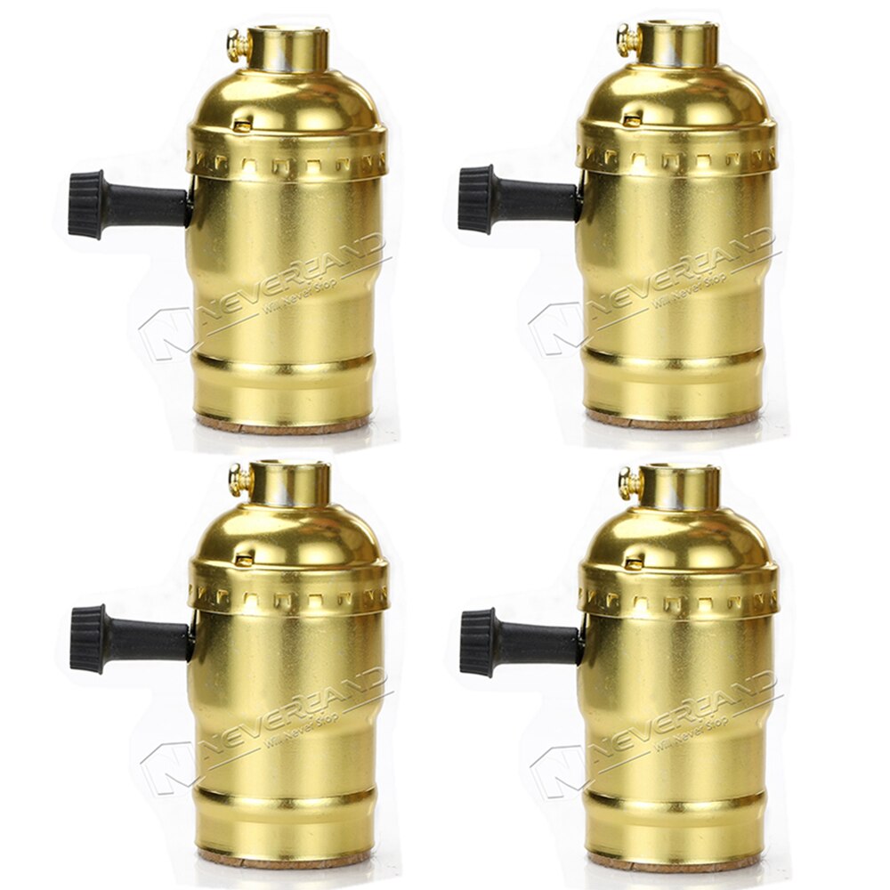 Conector portalámparas de aluminio con interruptor E27, negro perla/latón antiguo/dorado/plateado, Base de iluminación Vintage: Gold