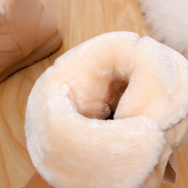 1 Pair Women Snow Boots Warm Shoes Bowknot Plush Anti-slip for Winter Outdoor ALS88