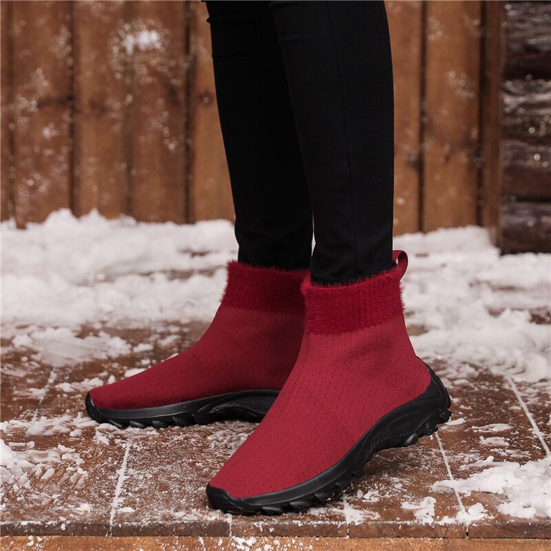 Yrrfuot winter high-top warm gesneden fluwelen damesschoenen outdoor solf all-match gevulkaniseerde schoenen dames sneaker sokken schoenen