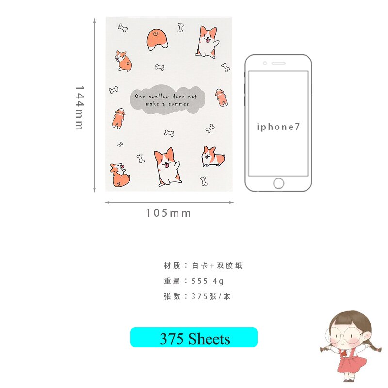 Cute Note Paper Office Accessories Kawaii Notebook Thicken Tearable Notepad Post-it Note Sketchbook School Girl Notepad