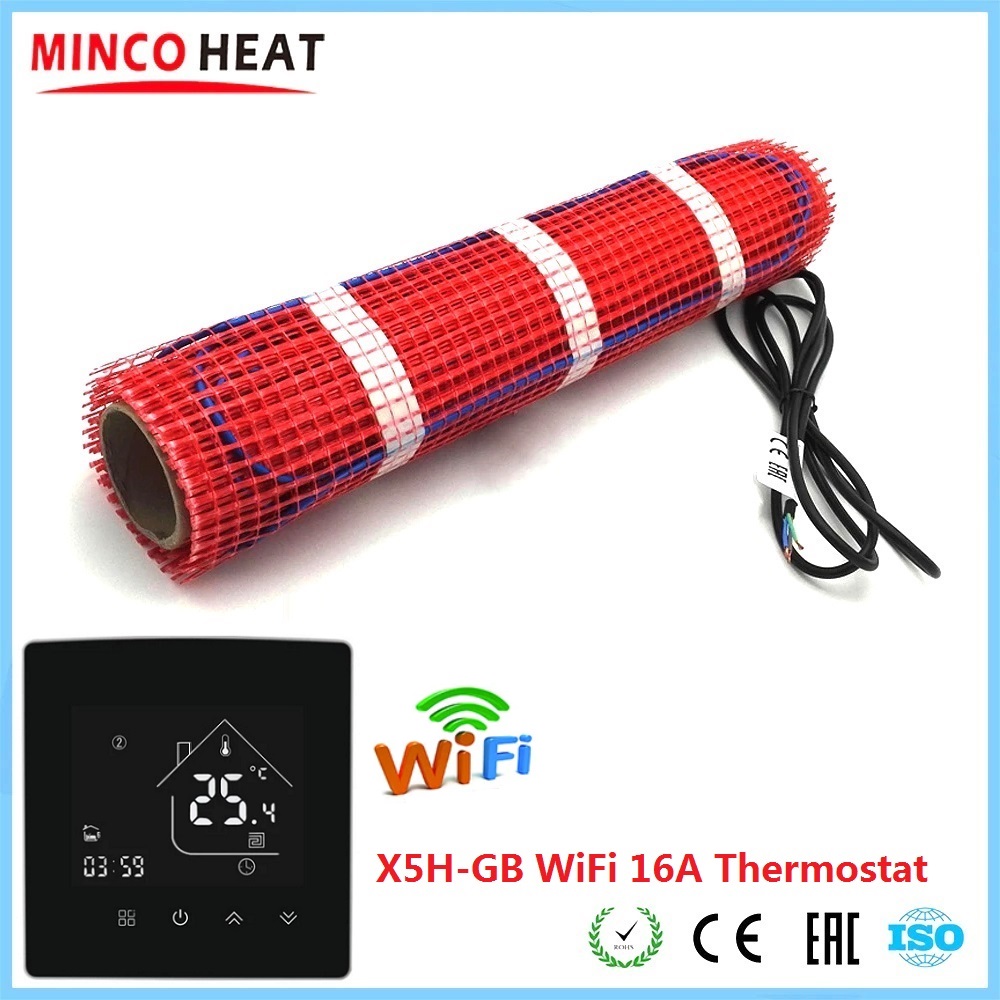 MINCO HEAT 50cmX2m 1m2 Underfloor Heating Warm Mat 150w/m2 Electric Heater Under Tile with Smart WiFi Thermostat