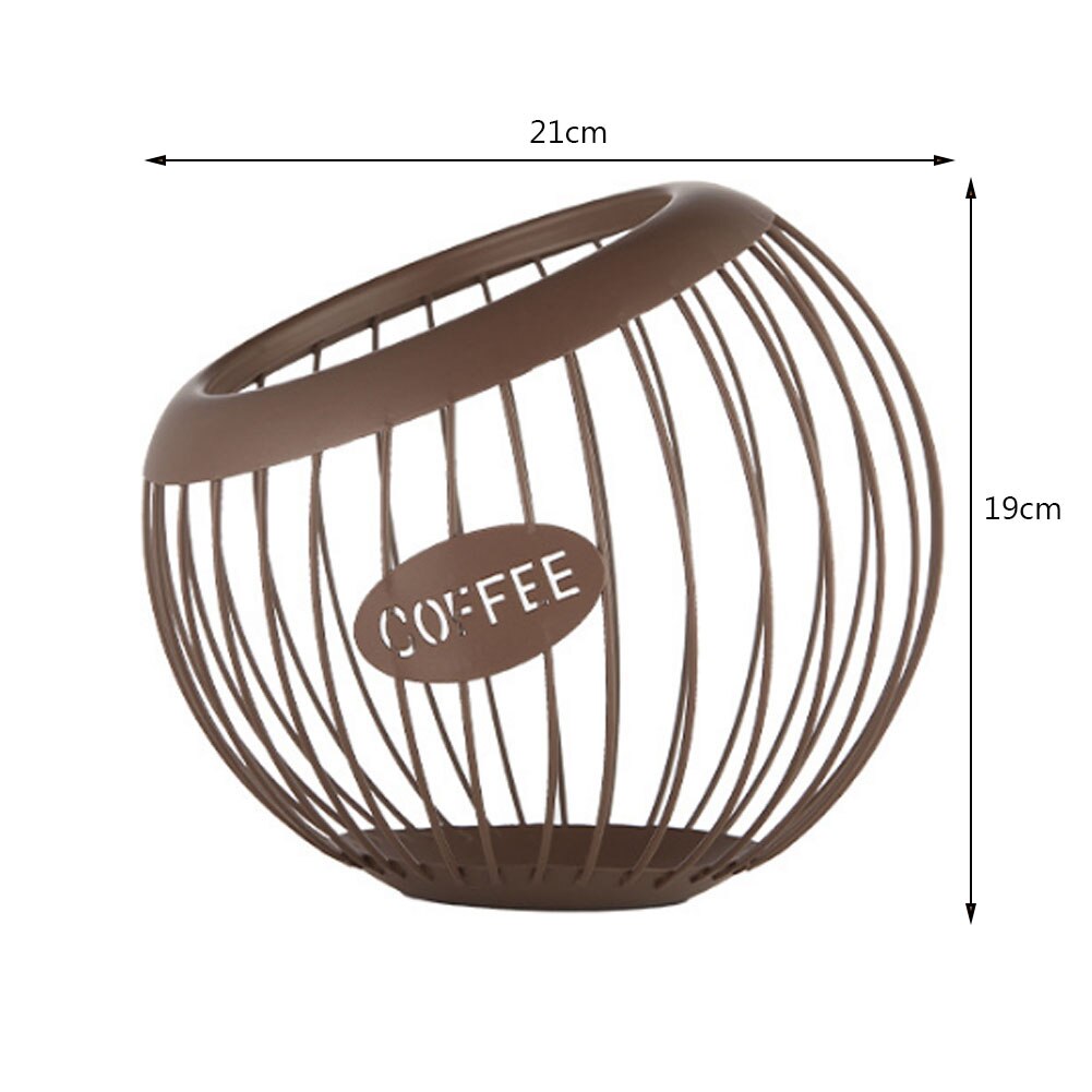 Metal Coffee Capsule Basket Multifunction Hollow Iron Stand Holder Coffee Pods Storage Shelves Rack Home Cafe Hotel Coffeeware: A Brown