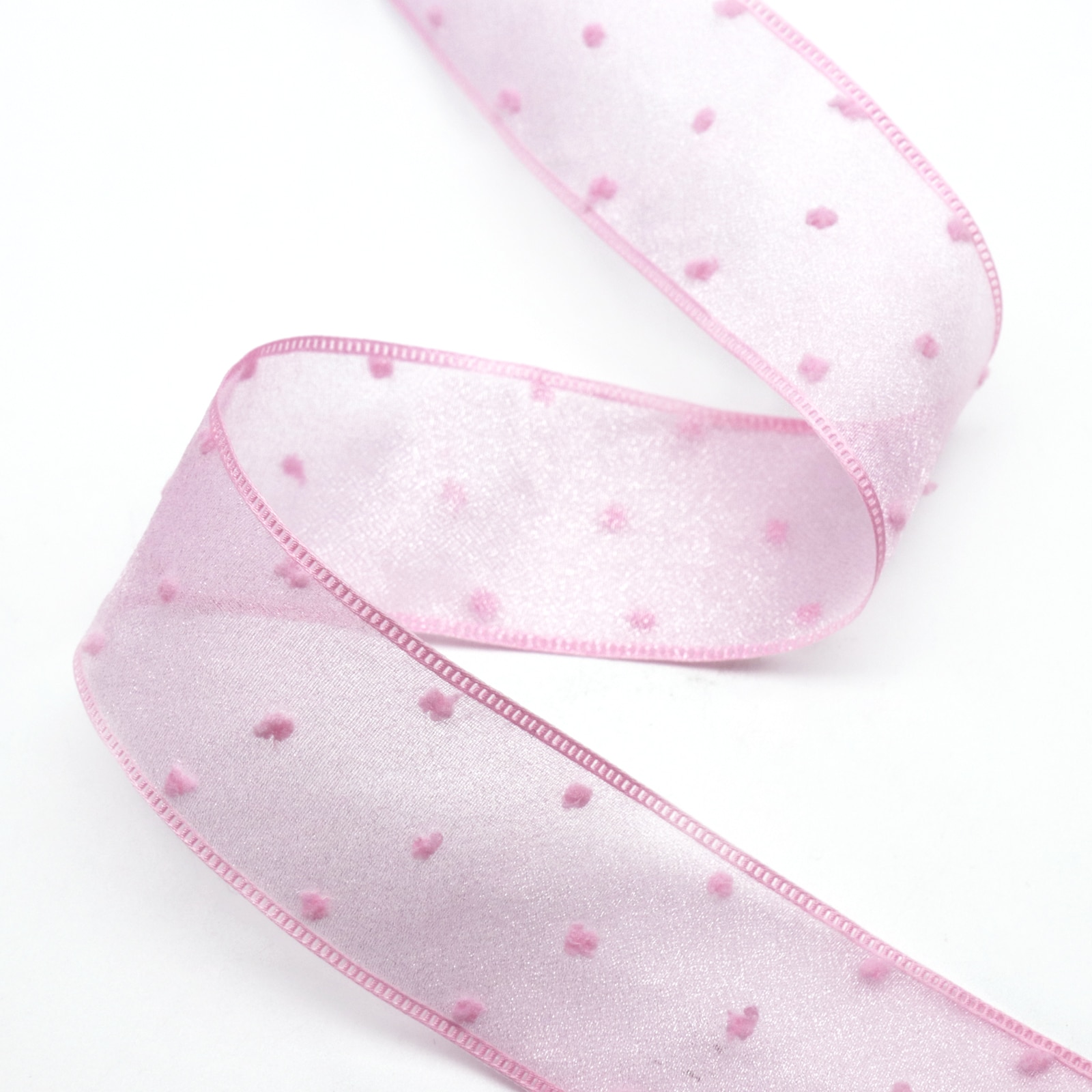 40mm 5Yard Roze Witte Organza Lint Christmas Handwerk DIY Dot Sneeuw Garen Lint Bruiloft Verjaardagsfeestje decoraties