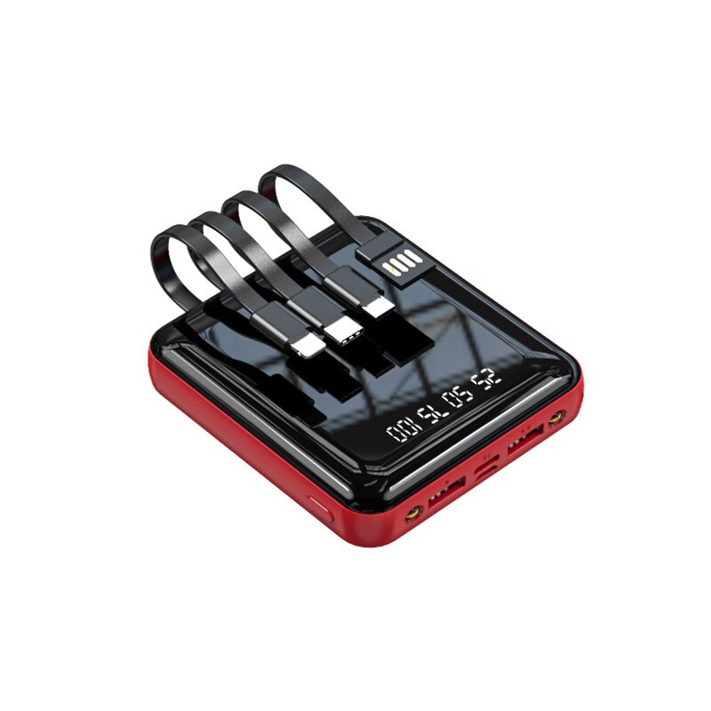 Power Bank 20000mAh Mini Poverbank Mirror Screen przenośna ładowarka z lampą LED zewnętrzna bateria do iPhone 11 Xiaomi Powerbank: Red 3