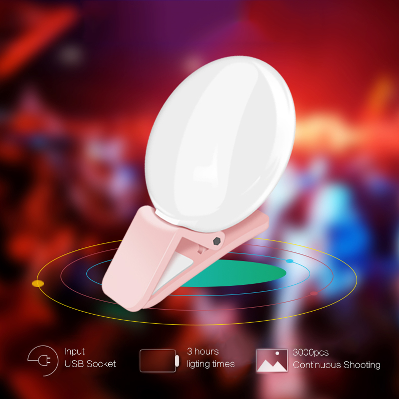 Anneau lumineux LED universel pour selfie de téléphone portable, lampe à clip Shoous, lampe pour appareil photo, photographie et vidéo, 1PC