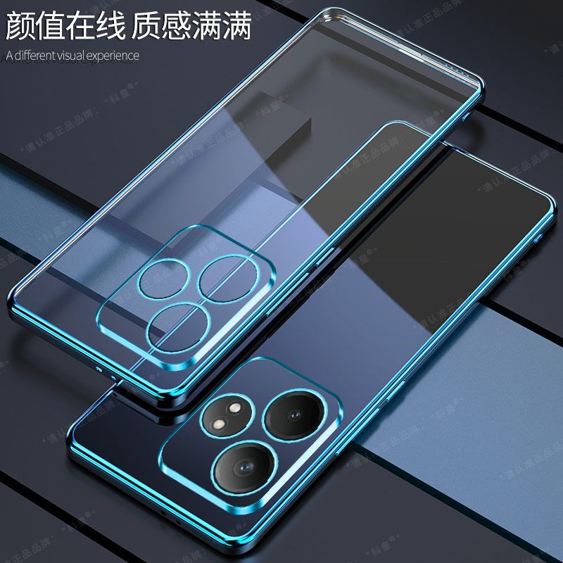 Case For Realme GT6 GT Neo6 SE 6T Electroplated Transparent Lens Protection Anti Cover For Realme GT6 Shockproof Bumper: Denim / Blue