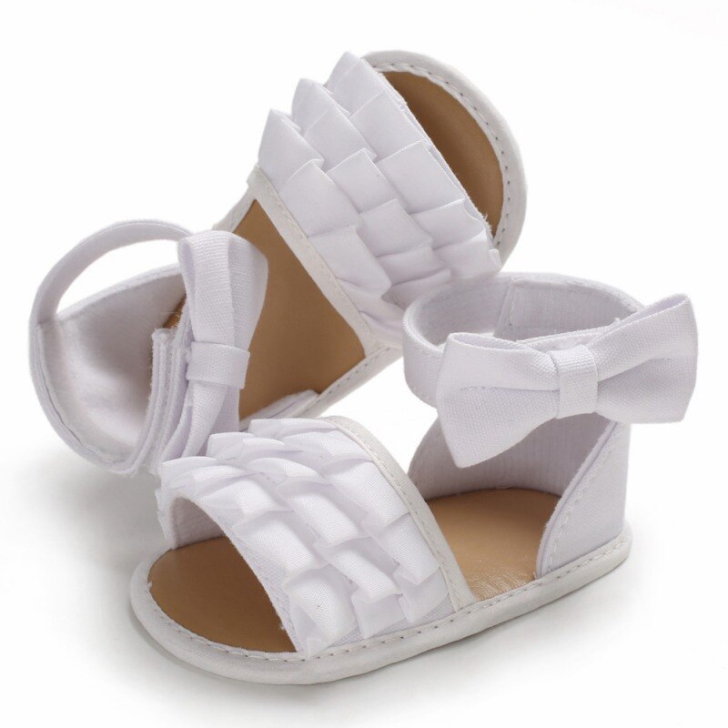 Summer Baby Girl Shoes Cute Crib Breathable Anti-Slip Bowknot Sandals Toddler Soft Soled Shoes: W / 0-6 Months