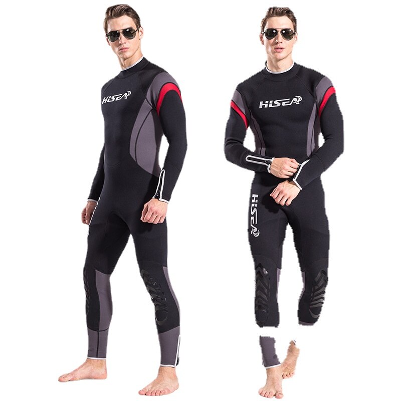 Hisea 2.5Mm Mannen Full Body Neopreen Wetsuit Super Elasticiteit Kleur Stiksels Surf Duikuitrusting Kwallen Kleding