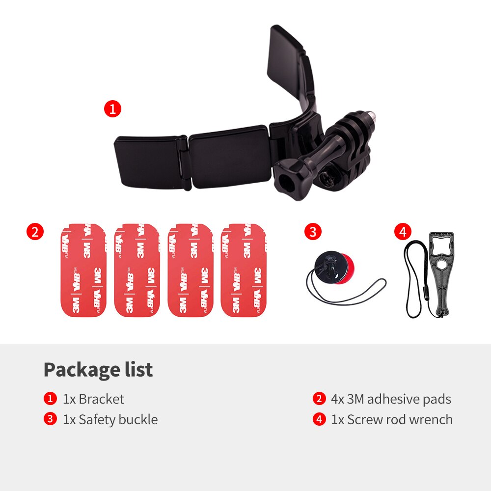 TUYU nowy Upgrade motocykl rower kask podbródek uchwyt na GoPro Max Hero 10 9 8 Insta360 OneR X2 DJI h9 akcesoria do kamer: 4pcs 3M VHB Kit