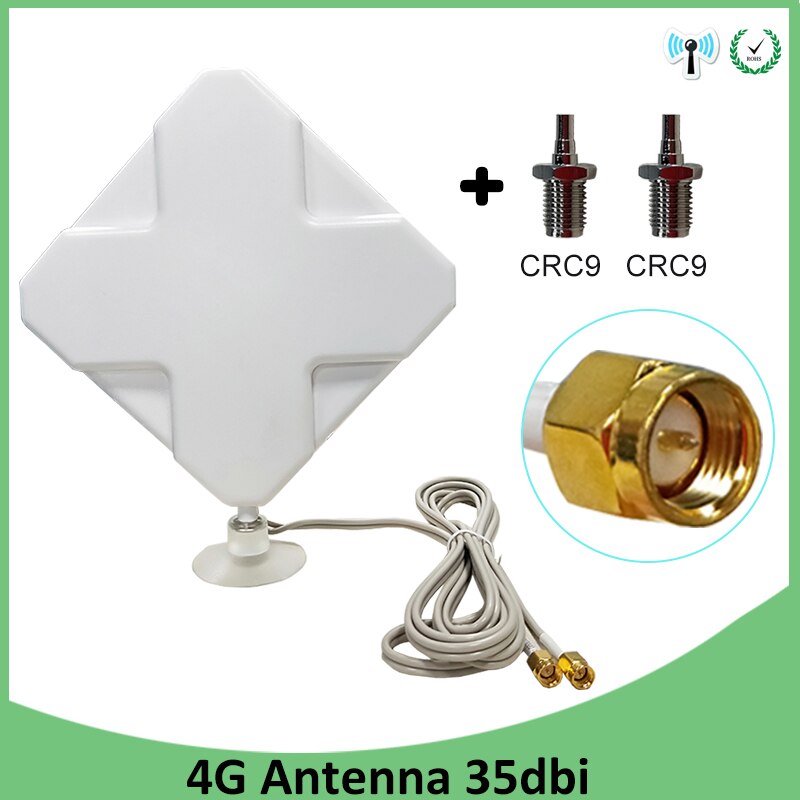 3G 4G LTE Antenna SMA Male 2m Cable 35dBi 2*SMA connector for 4G Modem Router +Adapter SMA Female to CRC9 Male connector