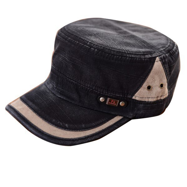 NEUE Klassische Männer Frauen Einstellbare Armee Plain Vintage Hut Kadett Baseball Kappe D3: Black