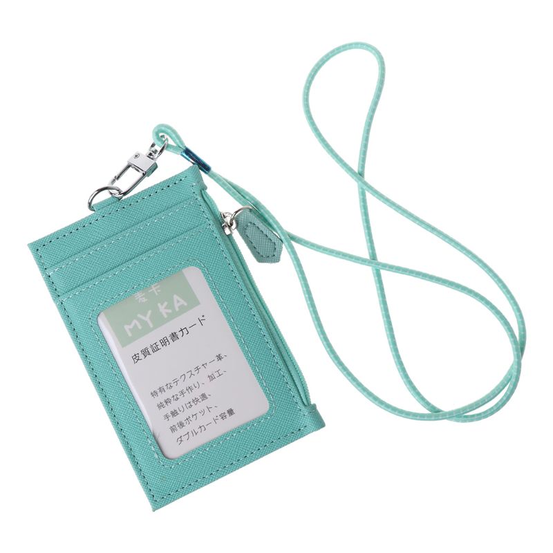 Vrouwen Visitekaarthouder Portemonnee Mannen Pu Lederen Id Kaarten Houders Case Neck Strap Lanyard Dames Mode Mini Slanke Portefeuilles: GN