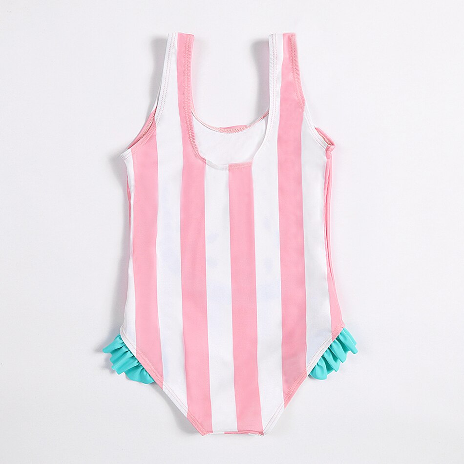 3-8years Girls Swimsuits One Piece Swimsuit Striped Watermelon Kids Bathing Suits Beachwear Children Girls Swimsuits