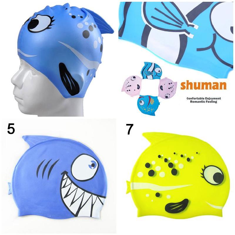 Children Swim Cap Silicone Funny Fish Kids Swimming Bathing Hat for Boys Girls ZJ55
