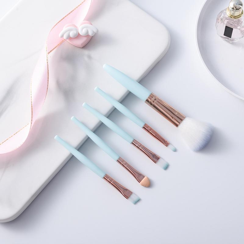 5 stk /10 stk makeup børster sæt begynder øjenskygge læber skulptur pensel blød uld fiber skønhed makeup børste tslm 1: Blå