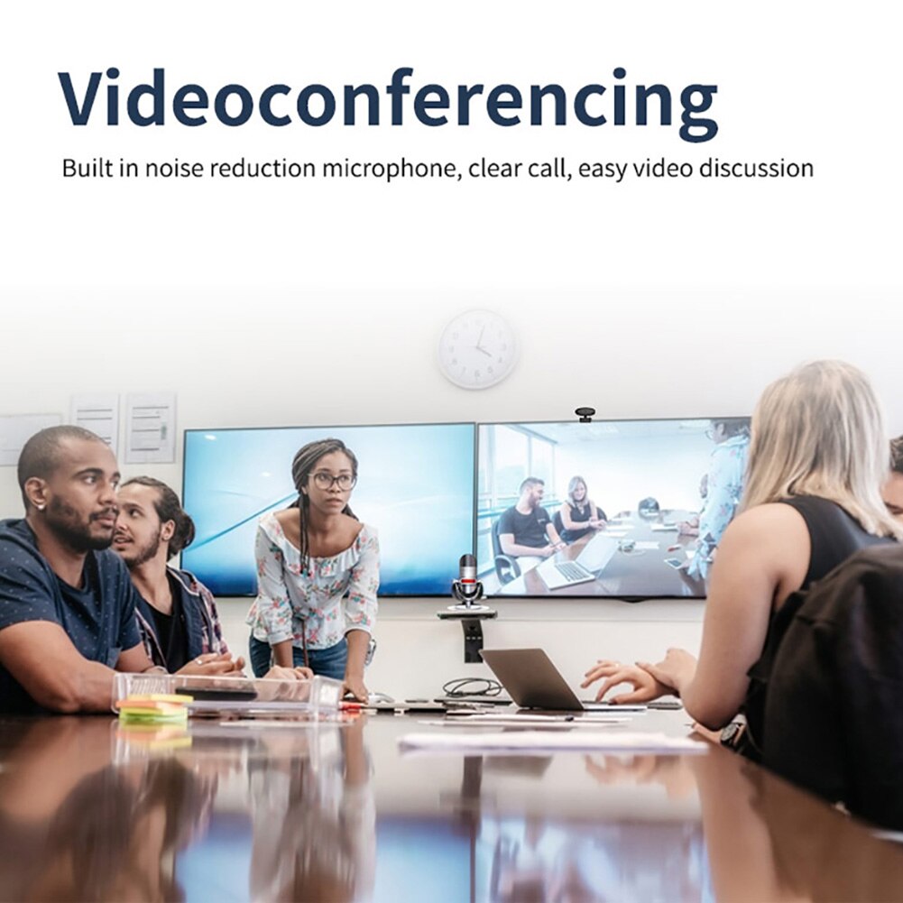 360 Degree Rotating HD 1080P USB Webcam Built-in Mic Video Camera for Laptop PC Teaching Working ABS