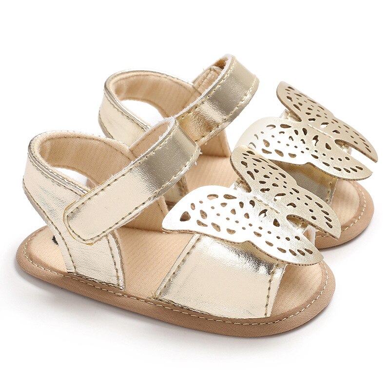 Novo verão adorável causal da criança do bebê meninas meninos sandália sapatos 3 estilo 0-18m couro sólido arco gancho sapatos: Gold / 13-18 meses
