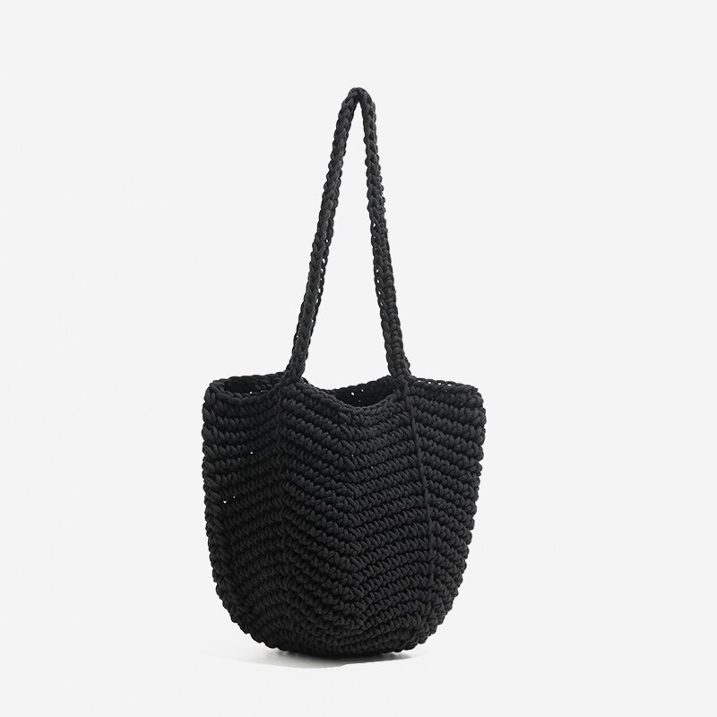 Mabula häkel-schultertaschen für damen, umweltfreundliche, handgewebte beuteltaschen aus weicher baumwolle, schlicht und stilvoll, lässige tragetaschen: B