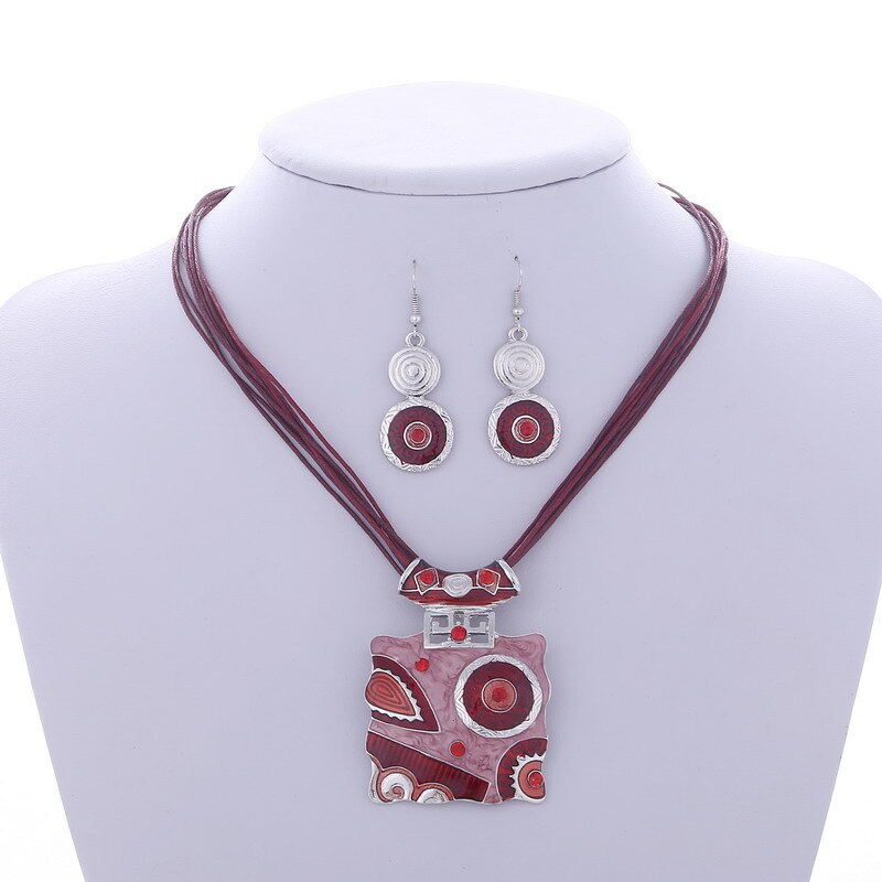 Boho africano conjunto de jóias de cristal gem pingente colar conjunto de jóias de casamento conjunto para conjuntos de jóias de esmalte de noiva: F834A