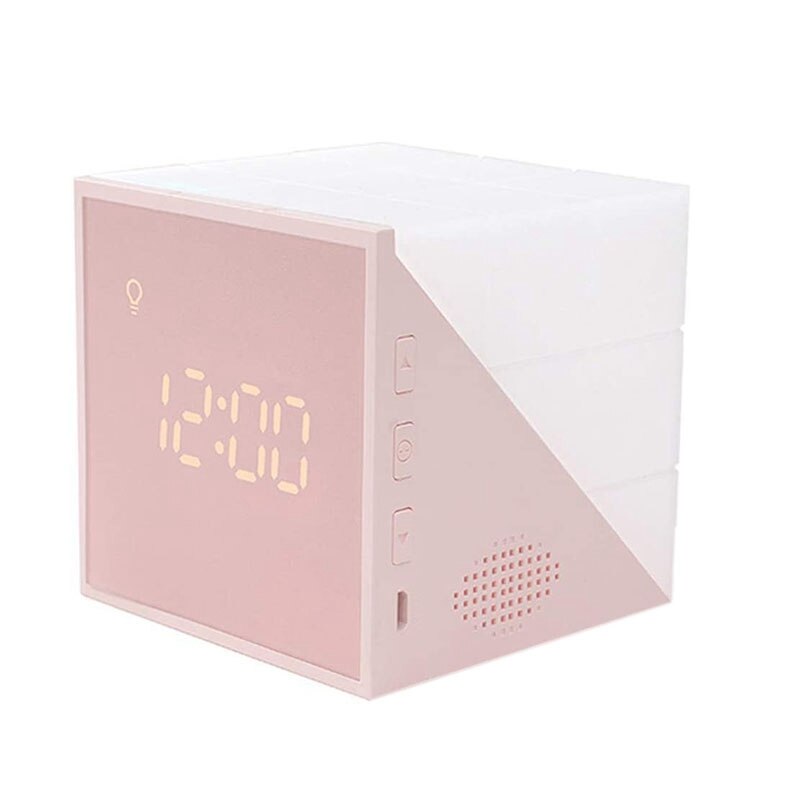Wekker, draagbare mini led wekkerlamp ,7 kleuren nachtlampje, groot digitaal led-display met dimmer