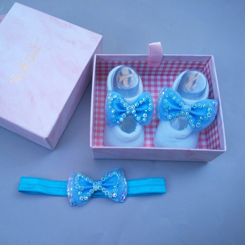 Conjunto de 2 unids/lote de calcetines de diadema para niña, lazos de encaje, turbante elástico, diademas, diadema para niña, accesorios para el cabello para bebé