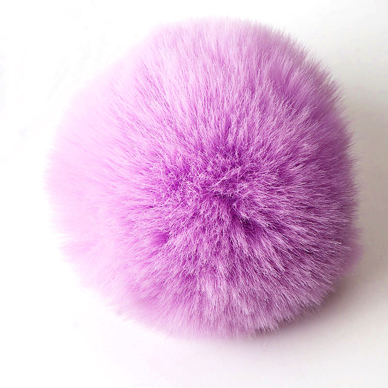 10 stuks 8 cm effen Rex konijn pompom sleutelhanger tas diy handgemaakte materialen en detailhandel kleuren ondersteunen mix en match: Licht Paars