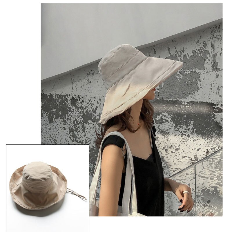 Newly Sunhat Women Summer Beach Wide Brim Sunscreen Outdoor Travel Hat Rolled Double-sided Fisherman Hat 19ing