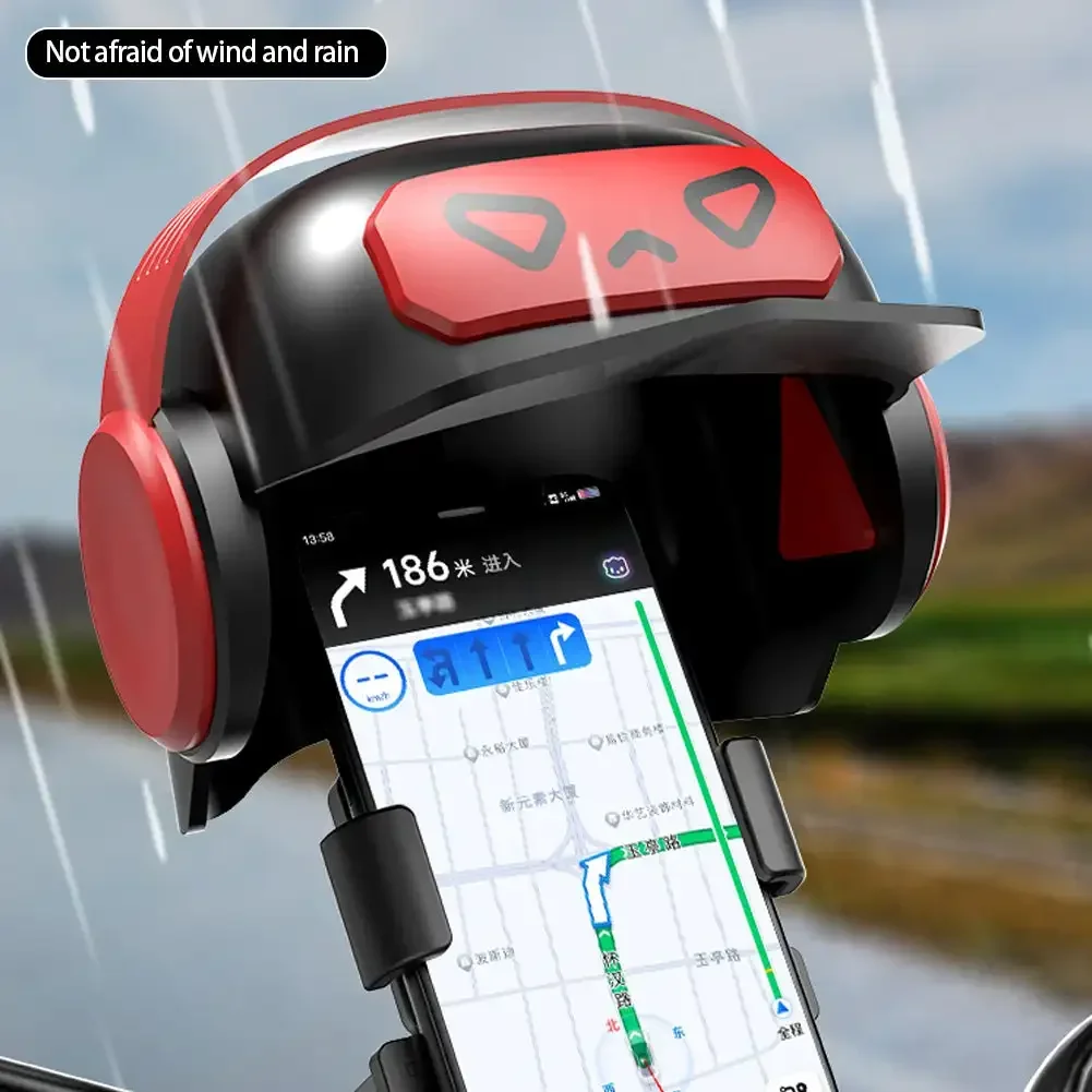 Dessin animé petit casque cavalier moto support pour téléphone portable et vélo électrique Navigation support pour téléphone pare-soleil étanche