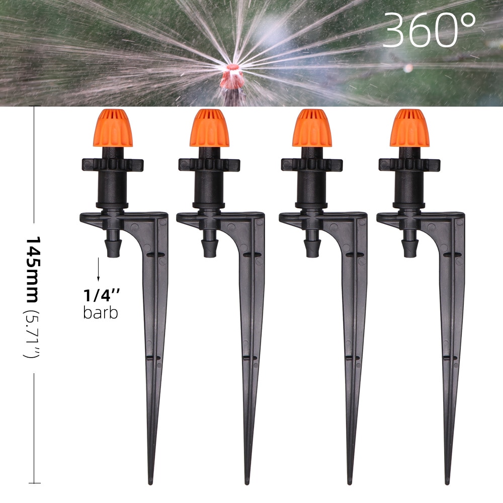 15PCS 90°/180°/360°/Strip Garden Watering Nozzles Irrigation Spraying Sprinklers Angle Optional Stakes Barbs Screw Connectors