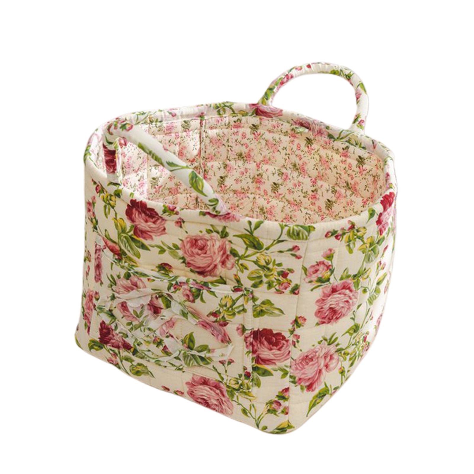 Women Large Capacity Fabric Sweet Floral Storage Baskets Laundry Baskets with Easy Carry Handles Laundry Hampers Home Decoration: PURPLE