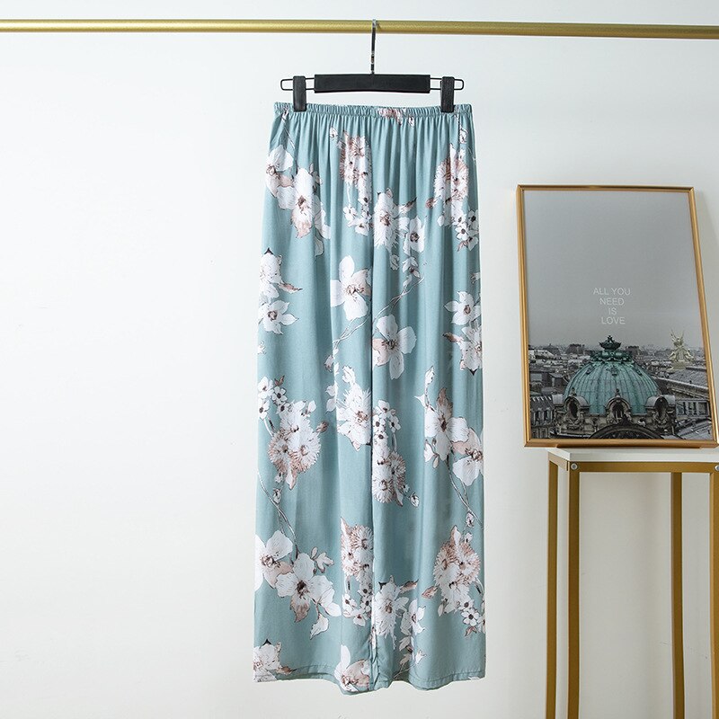 Pyjama en coton et lin pour femmes, style décontracté, confortable et fin, pantalon à jambes larges, pour la maison, en rayonne, grande taille: 06