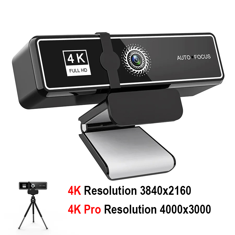 4k pro full hd-webbkamera 4000 x 3000 kontorsmöteskamera live för pc, bärbar dator, telefon, stationär dator, miniwebbkamera, gratis infällbart stativ