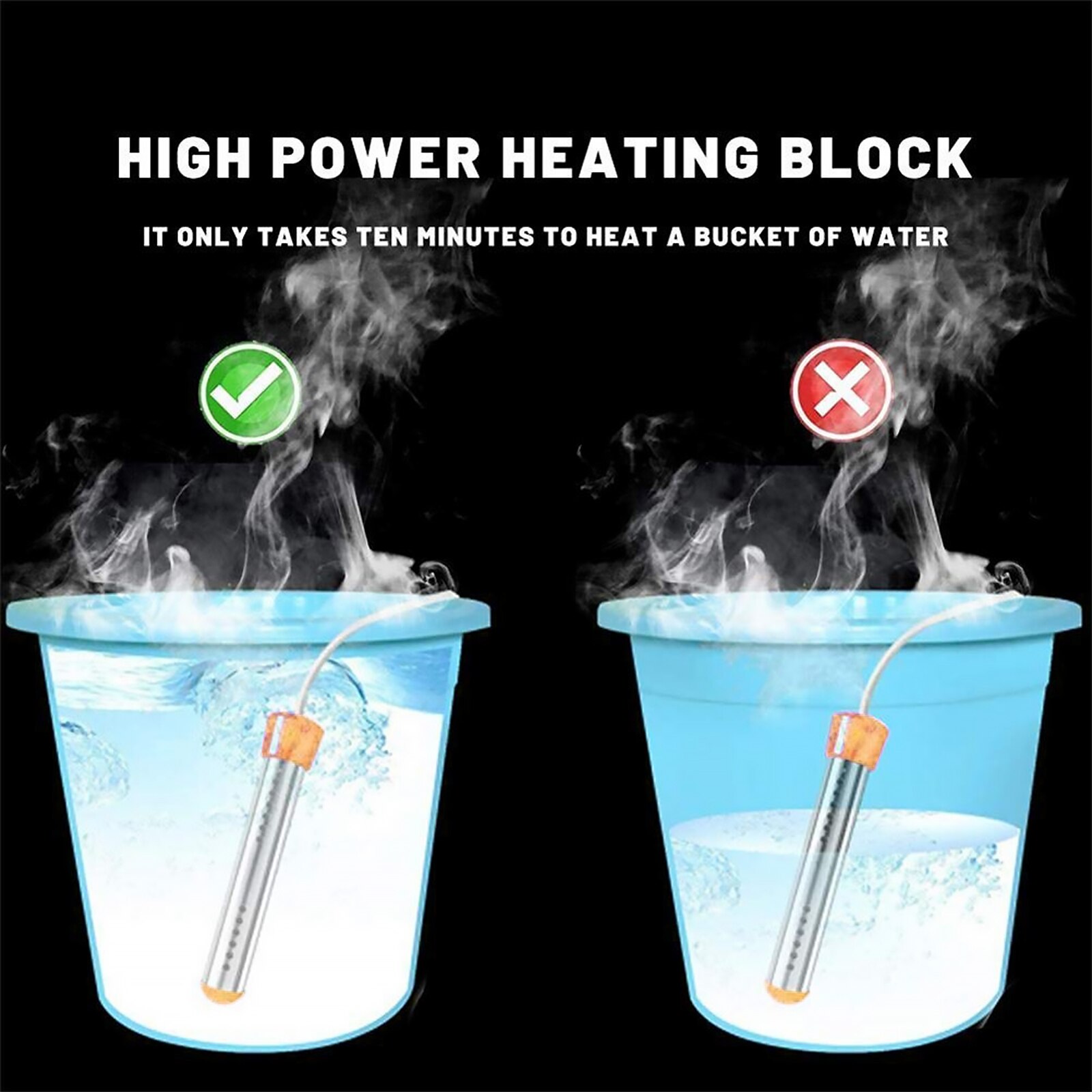 Electric Water Heater Boiler Water Heating Portable Heating Rod Fast Boil Water Immersion Suspended Bathroom Swimming Pool