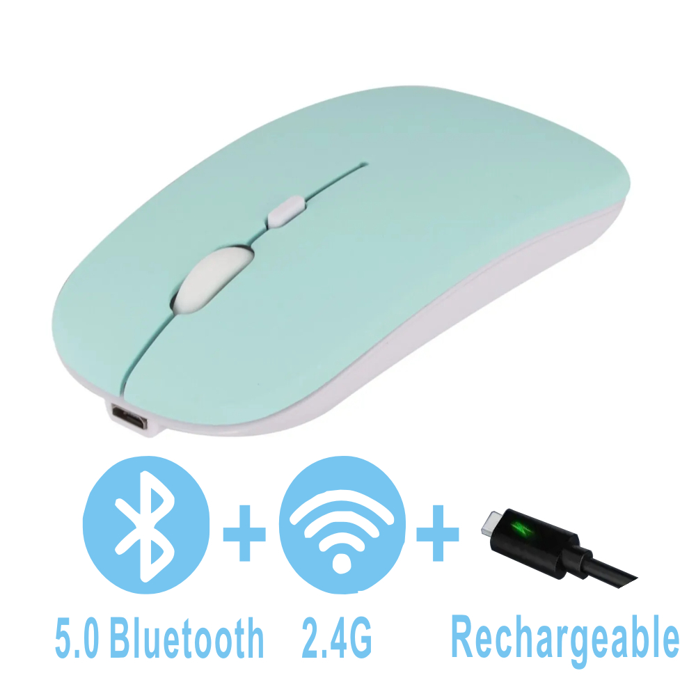 Bezprzewodowa mysz Bluetooth z akumulatorem i podwójnym trybem 5.2, cicha, ergonomiczna mysz do gier komputerowych 2,4 USB do laptopów PC