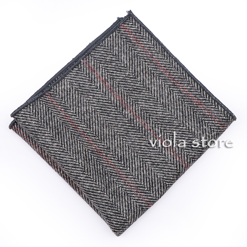 Klassisk plaid stribet blød 50% uld kashmir lomme firkantet 24cm herre jakkesæt hanky festlommetørklæde smoking slips matchende vinter: 04